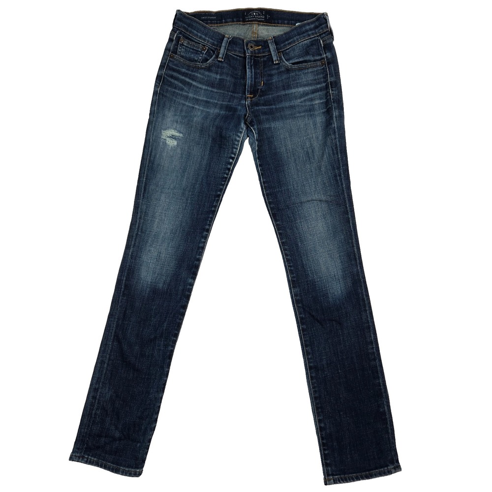 Lucky Brand Womens Jeans Dark Blue Wash Size 0/25 Regular Semi-Distressed